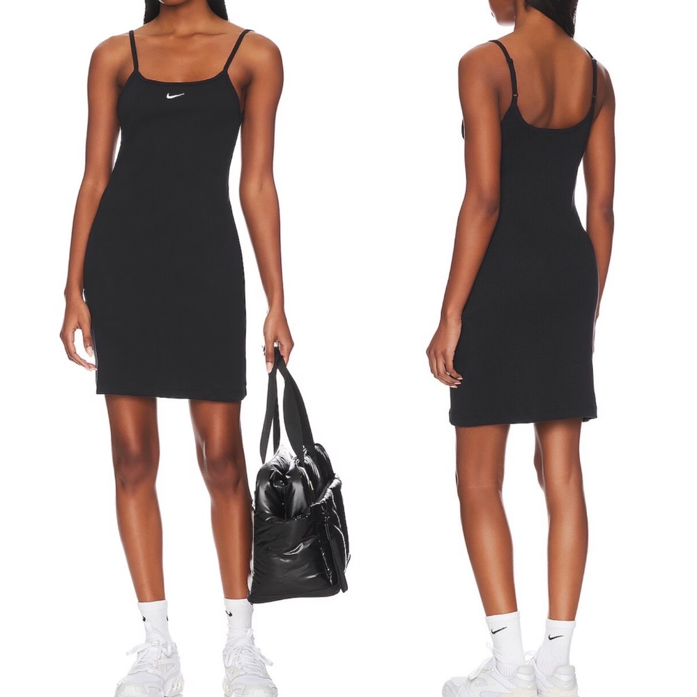 Nike Ribbed Dress in Black & White